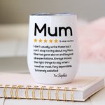 Personalisierte 5-Sterne-Rezension 12oz Name Wein Becher mit Deckel Muttertag Geburtstag Geschenk für Mama