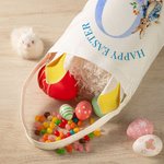 Personalisierte HAPPY EASTER Blumenkaninchen Hasenohren Eimer Tasche mit Namen Initiale Eiersuche Korb Ostern Party Geschenk für Kinder