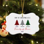 Ornement de Noël personnalisé en céramique avec 2-6 noms année et corde Cadeau de décoration de Noël pour la famille