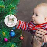 Personalised Cute Reindeer Baby's 1st Christmas Ceramic Ornament with Name and Year Holiday Tree Decor Baby Shower Christmas Gift for Newborns