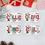 Gepersonaliseerd Sneeuwpop Kerstboom Doodle Letter Keramisch Kerst Ornament met Naam Jaar en 3 Lanyards Kerst Huisdecoratie Cadeau voor Familie