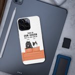 Personalisierte Dies ist unsere Couch Haustier Thema TPU schlankes Telefon Fall mit Namen und Wandfliese Hintergrund Geschenk für Hund Katze Liebhaber