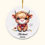 Ornement de Noël personnalisé en céramique avec photo et nom Décoration de l'arbre de Noël Cadeau d'anniversaire pour les enfants