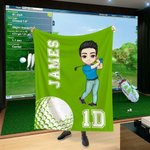 Personalisierte Golf Sport Cartoon Charakter weiche Decke mit Namen und Nummer Geburtstag Club Home Decor Geschenk für Golfer Golfspieler