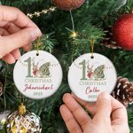 Personalised Cute Reindeer Baby's 1st Christmas Ceramic Ornament with Name and Year Holiday Tree Decor Baby Shower Christmas Gift for Newborns