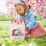 Personalisierte niedliche Ei Hunter Bunny Eimer Tasche mit Namen Ostern Party Hunt Korb Urlaub Geburtstag Geschenk für Jungen Mädchen