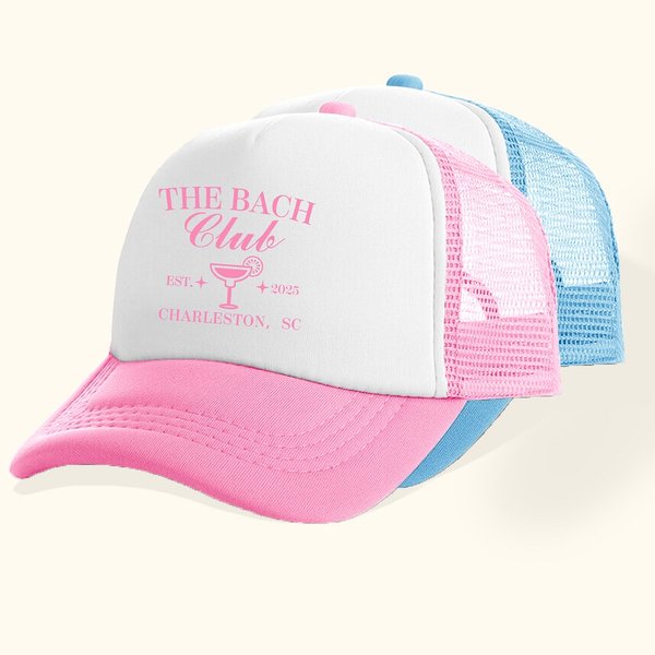 The Bach Club Personnalisé Chapeau de baseball en maille respirante avec l'année et le texte Fête de plage Cadeau d'enterrement de vie de jeune fille pour elle