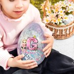 Personalised Cartoon Character Cute Rabbit Chick Bow Dot Initial Easter Eggs with Name Party Favor Easter Basket Stuffer Gift for Boys Girls