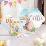 Personalised Cute Bunny Easter Egg Design Heart-shaped Building Brick Puzzles with Name Easter Party Birthday Gift for Kids