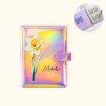Personalisierter Mehrfarbiger Geldspar-Challenge A5 Binder mit Geburtsblume Namen 100 Umschläge Budget Planer Ringbuch Geburtstag Geschenk für Familie