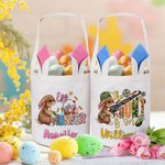 Personalisierte niedliche Ei Hunter Bunny Eimer Tasche mit Namen Ostern Party Hunt Korb Urlaub Geburtstag Geschenk für Jungen Mädchen