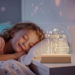 Veilleuse LED à 4 couleurs changeantes avec socle en bois Décoration de chambre d'enfant Première Communion Baptême Cadeau pour enfants