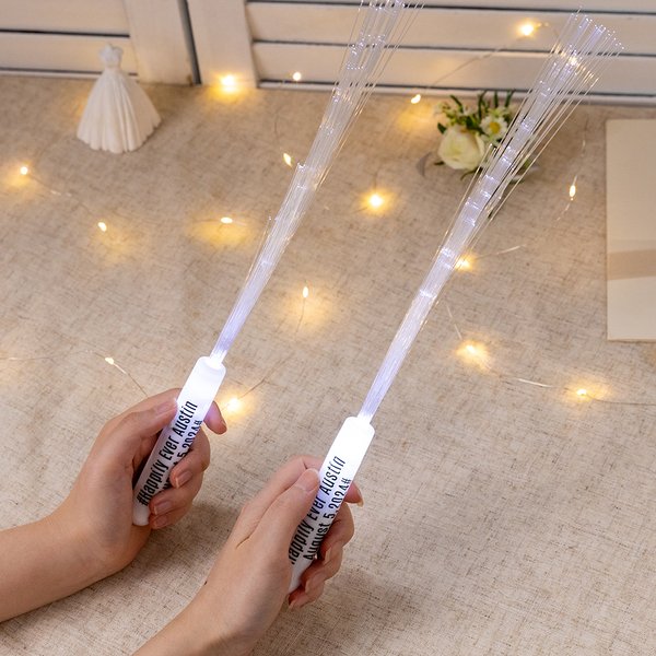 Personalized Portable White Glow Fiber Wands Sticks with Text Replaceable Fireworks Wedding Party Concert Gift for the Newlyweds Friends