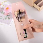 Personalized Colorful Flower Initial & Name Leather Makeup Brush Bag with 8 Pcs Makeup Brushes Mother's Day Wedding Gift for Her