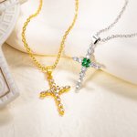 Personalizada Zircon Ajuste Birthstone Cruz Collar Joyería Cumpleaños Religiosa Bautizo Regalo para Mujer Cristiana
