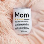Personalisierte 5-Sterne-Rezension 12oz Name Wein Becher mit Deckel Muttertag Geburtstag Geschenk für Mama