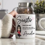 Personalizada Seester Cartoon Character 11oz 15oz Taza de Cerámica con Nombre Amistad Aniversario Cumpleaños Regalo para Hermanas Besites Mujeres