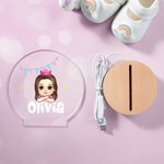 Personalisierte Fantasy Sterne Wimpel Cartoon Mädchen Junge LED-Nachtlicht mit hölzernen Basis und Namen Geburtstag Zimmer Dekoration Geschenk für Kinder