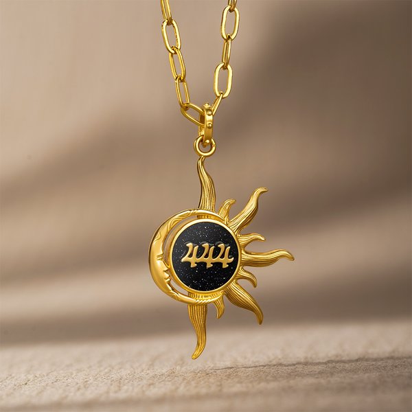 Henkilökohtainen Angel numero Sun ja Moon Energy Gemstone kaulakoru teksti syntymäpäivä vuosipäivä lahja Mystery Numerologia rakastaja