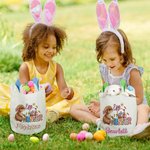 Personalisierte niedliche Ei Hunter Bunny Eimer Tasche mit Namen Ostern Party Hunt Korb Urlaub Geburtstag Geschenk für Jungen Mädchen