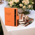Personalized Letters to Bride Leather A5 Lined Journal Notebook and Pen Set with Engraved Name and Date Bridal Shower Wedding Gift for Her