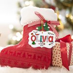 Gepersonaliseerd Sneeuwpop Kerstboom Doodle Letter Keramisch Kerst Ornament met Naam Jaar en 3 Lanyards Kerst Huisdecoratie Cadeau voor Familie