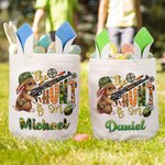 Personalisierte niedliche Ei Hunter Bunny Eimer Tasche mit Namen Ostern Party Hunt Korb Urlaub Geburtstag Geschenk für Jungen Mädchen