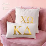Personalizzato Sorority Golden Greek Letter Cozy Lumbar Throw Pillow Cover Home Decor Big Day Gift for Friend Girls | Callie × Affinity Licensing