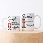 Personalizada Seester Cartoon Character 11oz 15oz Taza de Cerámica con Nombre Amistad Aniversario Cumpleaños Regalo para Hermanas Besites Mujeres