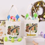 Personalisierte niedliche Ei Hunter Bunny Eimer Tasche mit Namen Ostern Party Hunt Korb Urlaub Geburtstag Geschenk für Jungen Mädchen