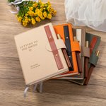 Personalized Letters to Bride Leather A5 Lined Journal Notebook and Pen Set with Engraved Name and Date Bridal Shower Wedding Gift for Her