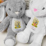 Mon Premier Lapin de Pâques Peluche Personnalisée avec Nom et Année Cadeau de Pâques pour Enfants