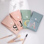 Personalized Colorful Flower Initial & Name Leather Makeup Brush Bag with 8 Pcs Makeup Brushes Mother's Day Wedding Gift for Her