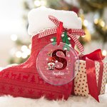 Personlig julehatt genser julenisse med falske glitterinitialer og navn og dato Juletre dekorasjon Julegave til familie og barn