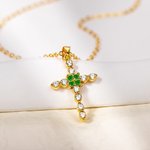 Personalizada Zircon Ajuste Birthstone Cruz Collar Joyería Cumpleaños Religiosa Bautizo Regalo para Mujer Cristiana