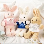 Lapin en Peluche à T-shirt Personnalisé avec Nom et Année Thème 1st Easter Cadeau Anniversaire Pâques pour Bébé Nouveau-né