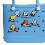 Personalisierte 3D Sport Softball Fußball Tasche Charme mit Namen Accessoire für Bogg Game Day Team Geburtstag Geschenk für Sportliebhaber