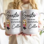 Personalizada Seester Cartoon Character 11oz 15oz Taza de Cerámica con Nombre Amistad Aniversario Cumpleaños Regalo para Hermanas Besites Mujeres
