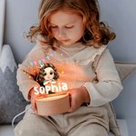 Personalisierte Fantasy Sterne Wimpel Cartoon Mädchen Junge LED-Nachtlicht mit hölzernen Basis und Namen Geburtstag Zimmer Dekoration Geschenk für Kinder