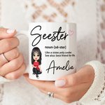 Personalizada Seester Cartoon Character 11oz 15oz Taza de Cerámica con Nombre Amistad Aniversario Cumpleaños Regalo para Hermanas Besites Mujeres