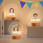 Personalisierte Fantasy Sterne Wimpel Cartoon Mädchen Junge LED-Nachtlicht mit hölzernen Basis und Namen Geburtstag Zimmer Dekoration Geschenk für Kinder