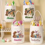 Personalisierte niedliche Ei Hunter Bunny Eimer Tasche mit Namen Ostern Party Hunt Korb Urlaub Geburtstag Geschenk für Jungen Mädchen