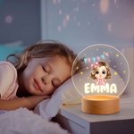 Personalisierte Fantasy Sterne Wimpel Cartoon Mädchen Junge LED-Nachtlicht mit hölzernen Basis und Namen Geburtstag Zimmer Dekoration Geschenk für Kinder