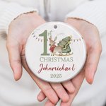 Personalised Cute Reindeer Baby's 1st Christmas Ceramic Ornament with Name and Year Holiday Tree Decor Baby Shower Christmas Gift for Newborns
