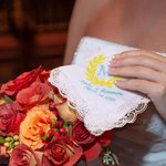 Personalisierte 100% Baumwolle etwas blaue Olivenzweige Spitze Taschentuch mit gestickten Initialen Braut Dusche Keepsake Hochzeitsgeschenk für Braut