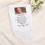Personalized Memorial Wedding Lace 100% Cotton Handkerchief with Deceased Relative Photo Name and Date Wedding Memorial Gift for Bride Groom