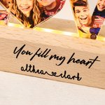 Personalized Couple 3-7 Photos LED Night Light with Text and Wooden Base Home Decor Anniversary Valentine's Day Gift for Couples