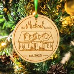 Personalized Engraved Wooden Home Photo Hanging Ornament with Name and Date Christmas Housewarming Gift for Family