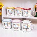 Personalised Cute Nutcracker Solider Ballet Girl 12oz Coloured Rim Enamel Cup with Name and Year Birthday Christmas Gift for Boys Girls