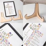 Personalized Floral Cross Bless Bible Verse Wooden Plaque Frame with Stand Name and Text Baptism First Communion Desk Decor Gift for Kids Girl
